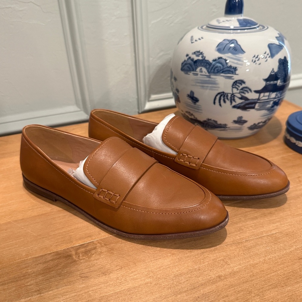 Brand New Madewell Caramel Leather Loafers Size 9